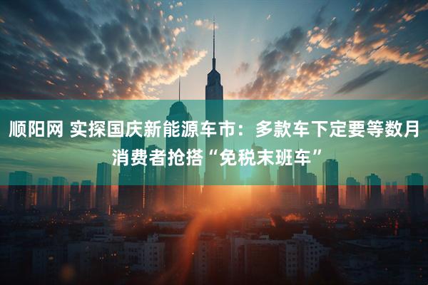 顺阳网 实探国庆新能源车市：多款车下定要等数月 消费者抢搭“免税末班车”